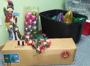 3 ft. Pre-lit Tree, Outdoor lights, Ornaments and more.