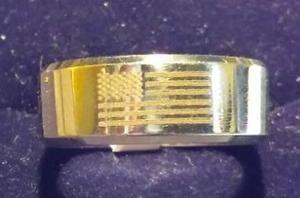 Engraved American Flag Ring.