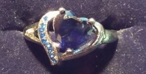 Blue Heart Shaped Gemstone Ring.