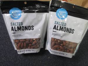 lot 133 image: 2- 16 oz Happy Belly Salted Almonds...