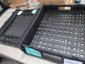 lot 134 image: 2 Folding Plastic Crates 24x19.5x5 ...