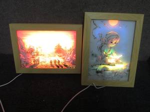 lot 276 image: 2- Lit Wall Dcor Pictures with US...