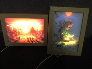 lot 278 image: 2- Lit Wall Dcor Pictures with US...
