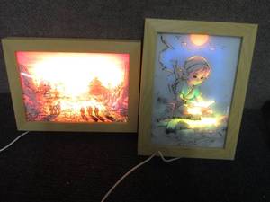 lot 279 image: 2- Lit Wall Dcor Pictures with US...