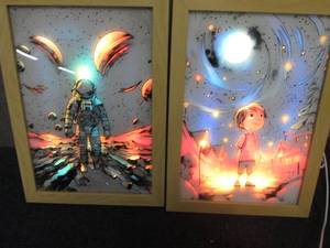 lot 282 image: 2- Lit Wall Dcor Pictures with US...