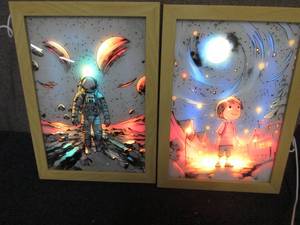 lot 283 image: 2- Lit Wall Dcor Pictures with US...