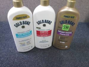 lot 340 image: 3 Bottles Assorted Gold Bond Lotion...