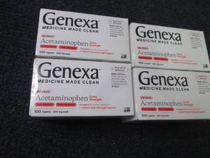 lot 378 image: 4- 100ct Genexa Extra Strength Acet...
