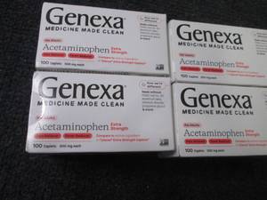 lot 379 image: 4- 100ct Genexa Extra Strength Acet...
