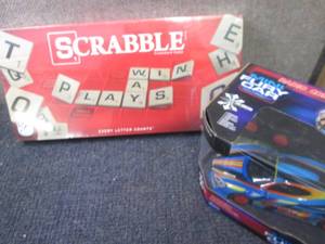 lot 384 image: Scrabble Game & Mini RC Fury Car...