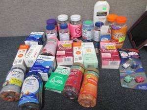 lot 405 image: Box of Assorted OTC & Drugstore Ove...