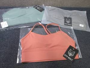 lot 429 image: 3 Medium Gym Wolf Sports Bras...
