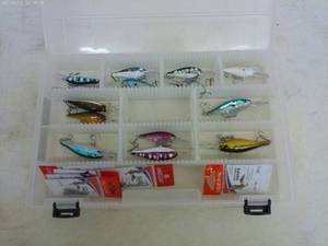 lot 78 image: Tackle Box with Assorted Fishing Lures - 14 Pieces