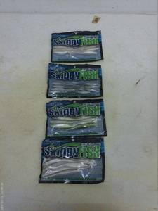 lot 140 image: Group of 4 Packages of Skippy Fish Fishing Plastics - Various Colors
