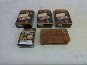 lot 216 image: Set of 5 Plano Fly Boxes for Fishing - one with flys