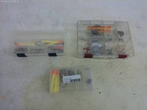 lot 221 image: Assorted Fishing Tackle Box Set - 3 Clear Tackle Boxes with Lures and Weights