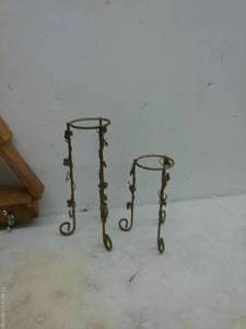 lot 282 image: Vintage Wooden Christmas Tree Shelf and Decorative Candle Holders Set