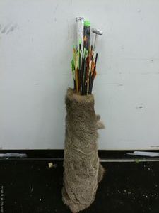 lot 420 image: Archery Set with Assorted Arrows and Deer Hide Quiver