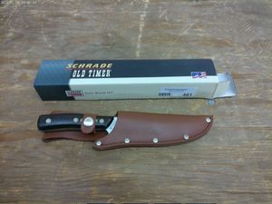 lot 481 image: Schrade Old Timer Fixed Blade Knife with Leather Sheath