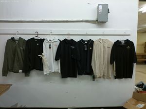 lot 567 image: Lot of 8 Mens Polo Shirts and Light Jacket - Various Sizes and Brands