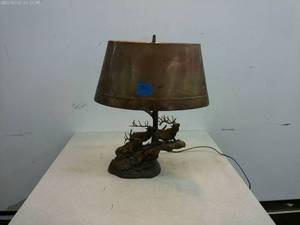 lot 391 image: Elk-Themed Table Lamp with Copper Shade