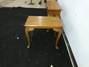 lot 398 image: Vintage Wooden Console Tables with Drawer set of 2