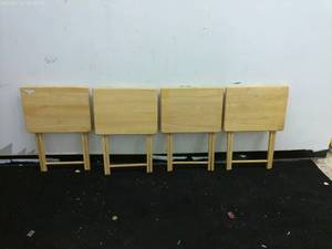 lot 403 image: Set of 4 Folding Snack Tables with Wooden Finish