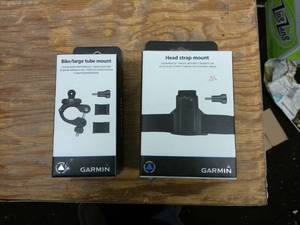 lot 681 image: Set of 2 Garmin Mounts Bike Tube Mount and Head Strap Mount