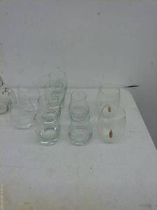 lot 329 image: Set of 11 Assorted Drinking Glasses and Shot Glasses