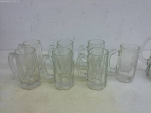 lot 331 image: Set of 8 Clear Glass Beer Mugs with Pitcher