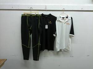 lot 598 image: Lot of 3 Activewear Items - 2 Polo Shirts and 1 Pair of Compression Tights