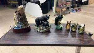lot 615 image: Collection of 4 Wildlife Figurines Bass, Bear, and More