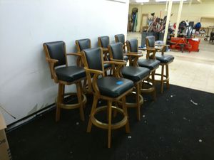 lot 4 image: Set of 8 Wooden Bar Stools Made by MikHail Darafeev