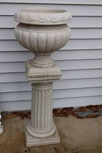 lot 36 image: Lawn & Garden Patio Column Pillar Pedestal Resin Plant Stand and Resin Pedestal Planter Urn
