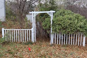 lot 1A image: Lawn and Garden Three-Section Trellis Fence Gate Maintenance-Free Material White