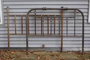 lot 51 image: (2) Antique Brass Headboards Garden Trellis Decor