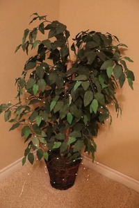 lot 94 image: Home Accents Lighted Faux Greenery Plant Tree in Pot