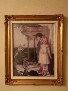 lot 112 image: Framed Print By Jan Verhas The Broken Flower Pot Oil on Board 1876 Collection of the Bruce Museum, Greenwich, CT Gift of George Norris Morgan