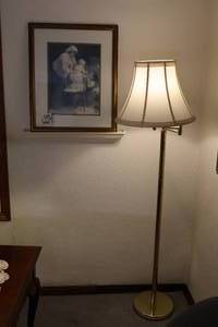 lot 120 image: Vintage Home Accents Framed Print, Wall Shelf and Floor Lamp...