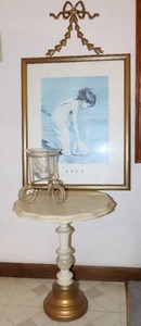 lot 128 image: Vintage Victorian Home Accents Plant Stand Framed Art Etc