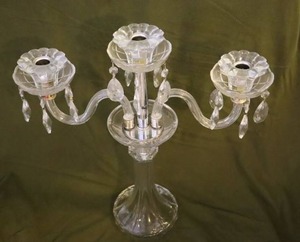 lot 150 image: Elegant Cut Crystal Three Candle Candelabra Made in Poland