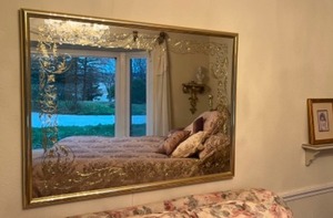 lot 106 image: Vintage Victorian Accents Large Gold Foil-Embossed Wall Mirror
