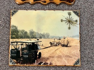 lot 180 image: Custom Hand-Made Wall Clock Farm Scene Baker Steam Traction Engine Tractor...