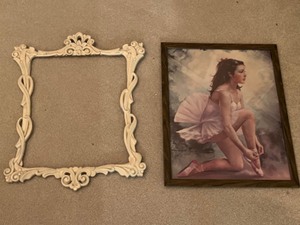 lot 173 image: Framed Art By Igor Talwinski Prima Ballerina Girl, Ornate Syroco Frame