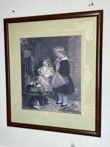 lot 53 image: Children With Rabbits Framed Art