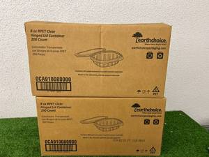 lot 217 image: 2 Cases 8 oz Clear Hinged Lid Containers
