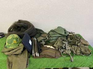 lot 249 image: Large Lot of Military Clothing, Helmet, Tents