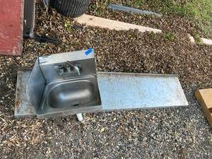 lot 260 image: Stainless Steel Sink and Shelf