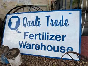 lot 263 image: Metal Fertilizer Warehouse Sign 47 x 84