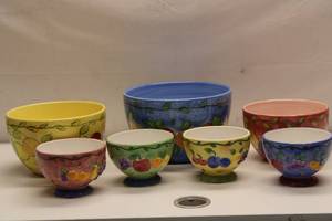 lot 1 image: Set of 6 Sango Sangria Fruit-Design Bowls - Colorful Ceramic